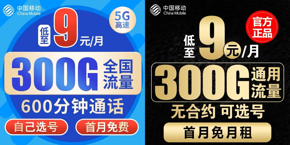 移动9元300g流量卡图片